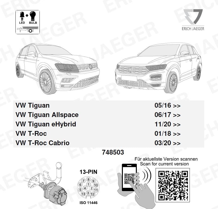 VOLKSWAGEN T-Roc 2024- Römork Tesisatı 13P