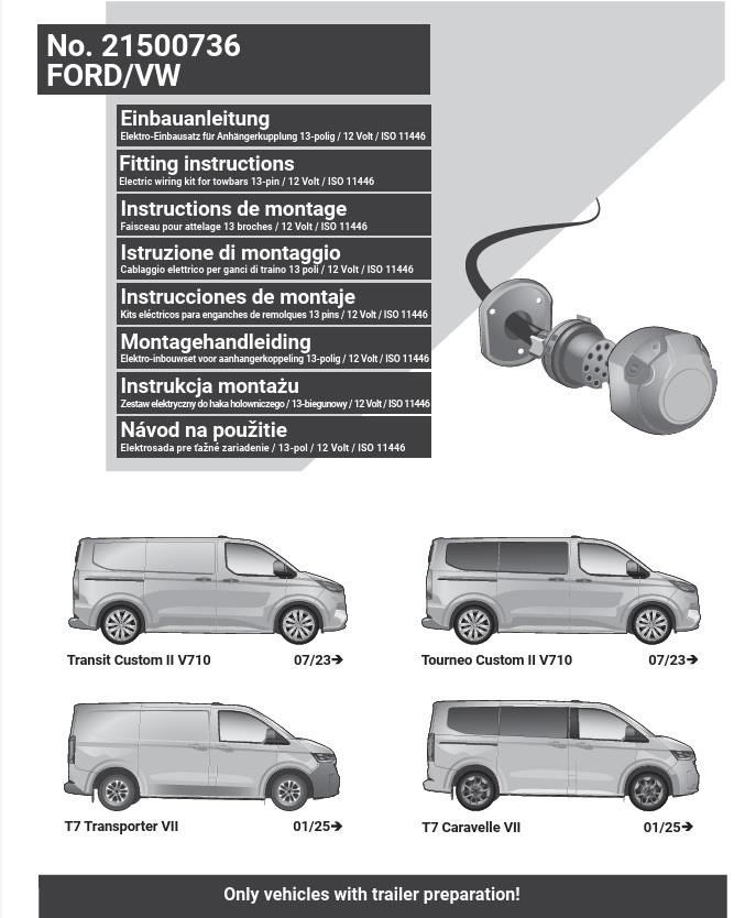 VOLKSWAGEN Transporter T7 2024- Römork Tesisatı 13P