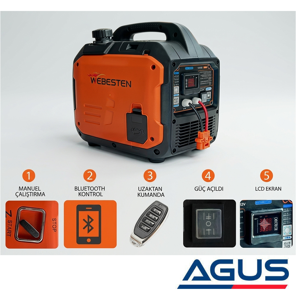 Webesten 12V DC Portatif & Taşınabilir Jeneratör 1200W