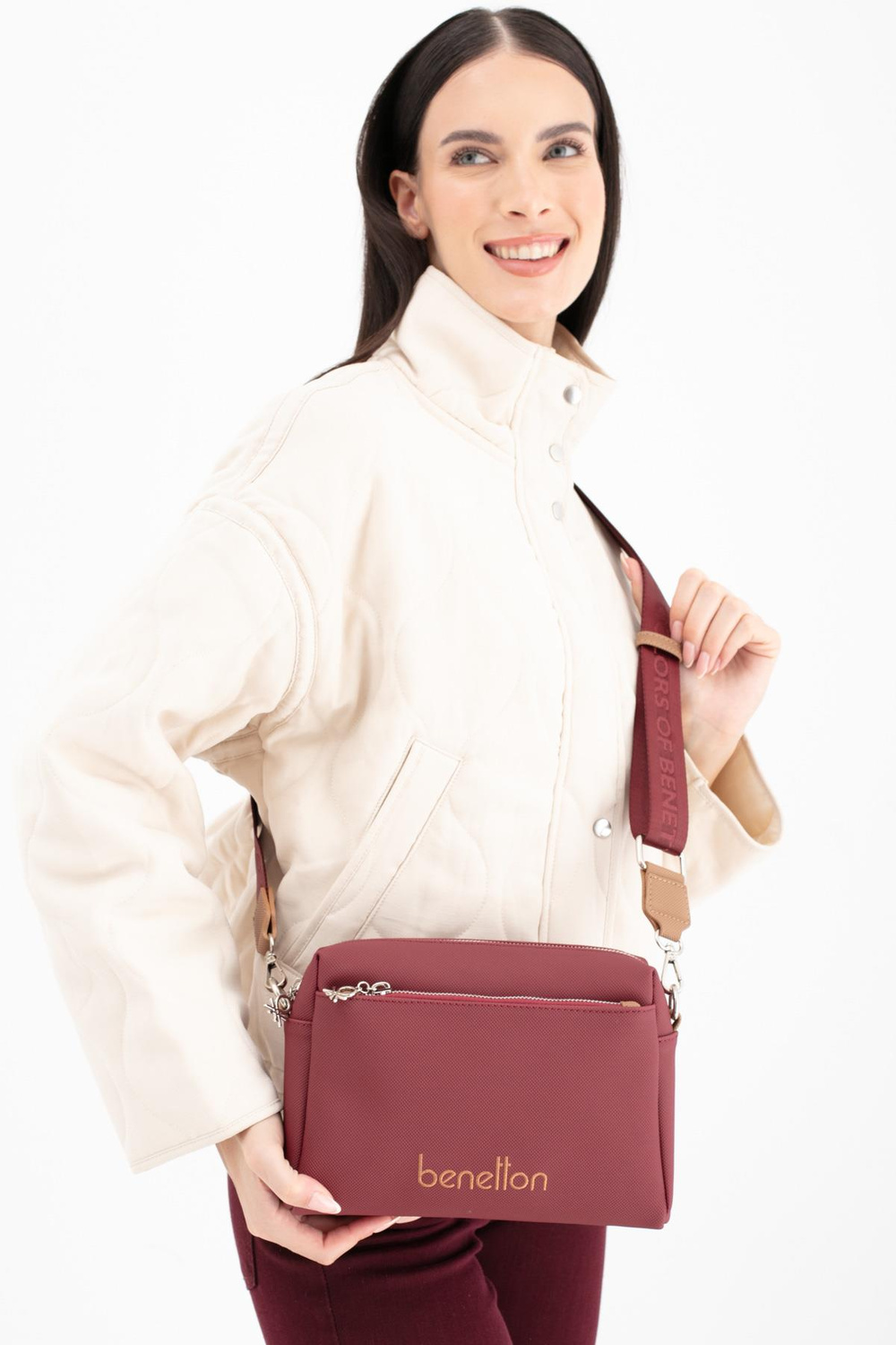 BENETTON KADIN ÇAPRAZ ÇANTA BNT1651 BORDO CAMEL