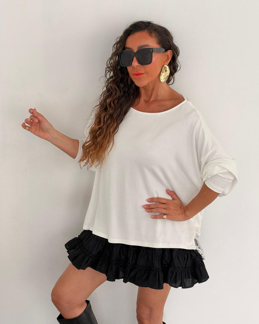 Anja Sırtı Dantelli Bluz Beyaz