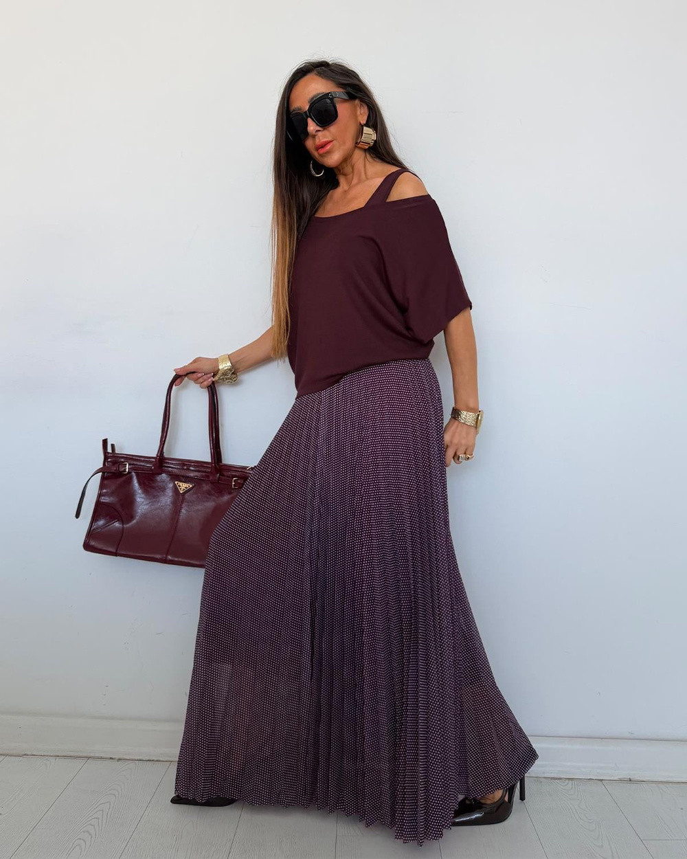 Emily Puantiye Elbise Bordo