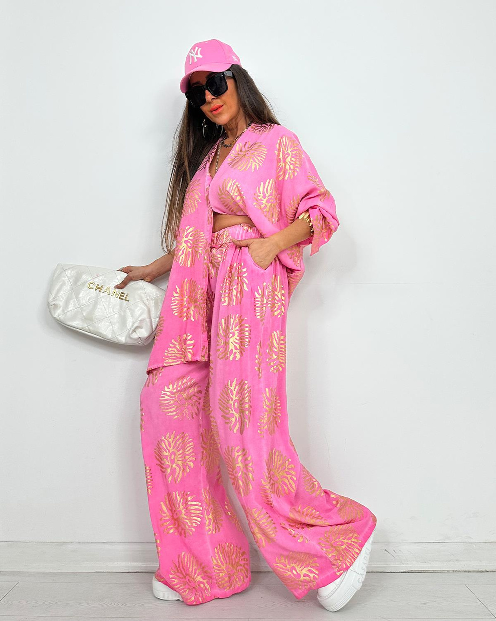 Ginger Varaklı Pantolonlu Takım Pembe
