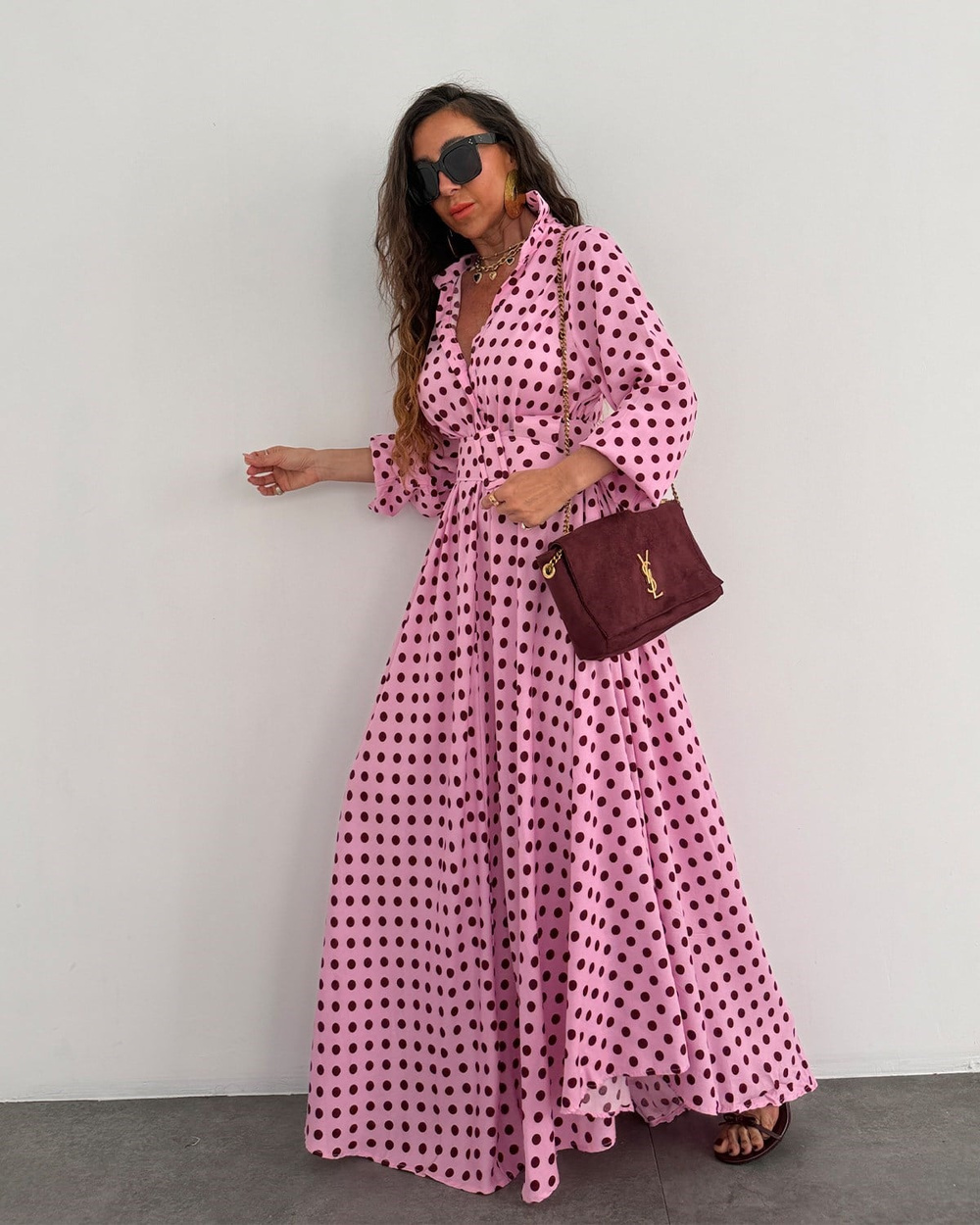 Jayla Puantiye Elbise Pembe