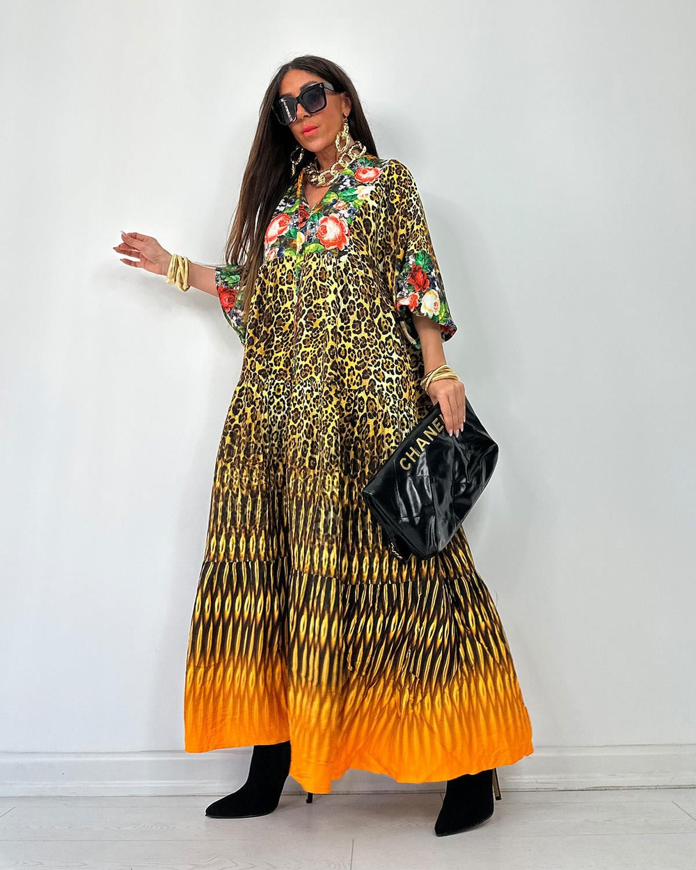 Kiera Elbise Leopar Çiçek
