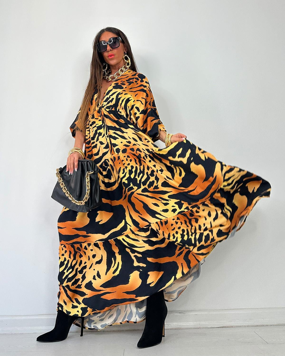 Kiera Elbise Zebra Desen