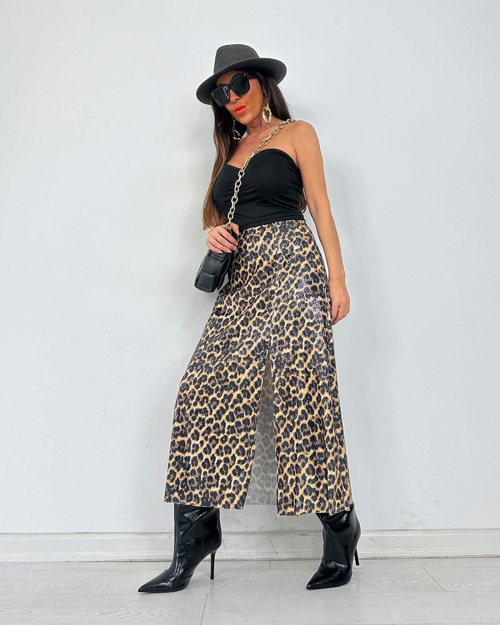 Pullu Leopar Etek