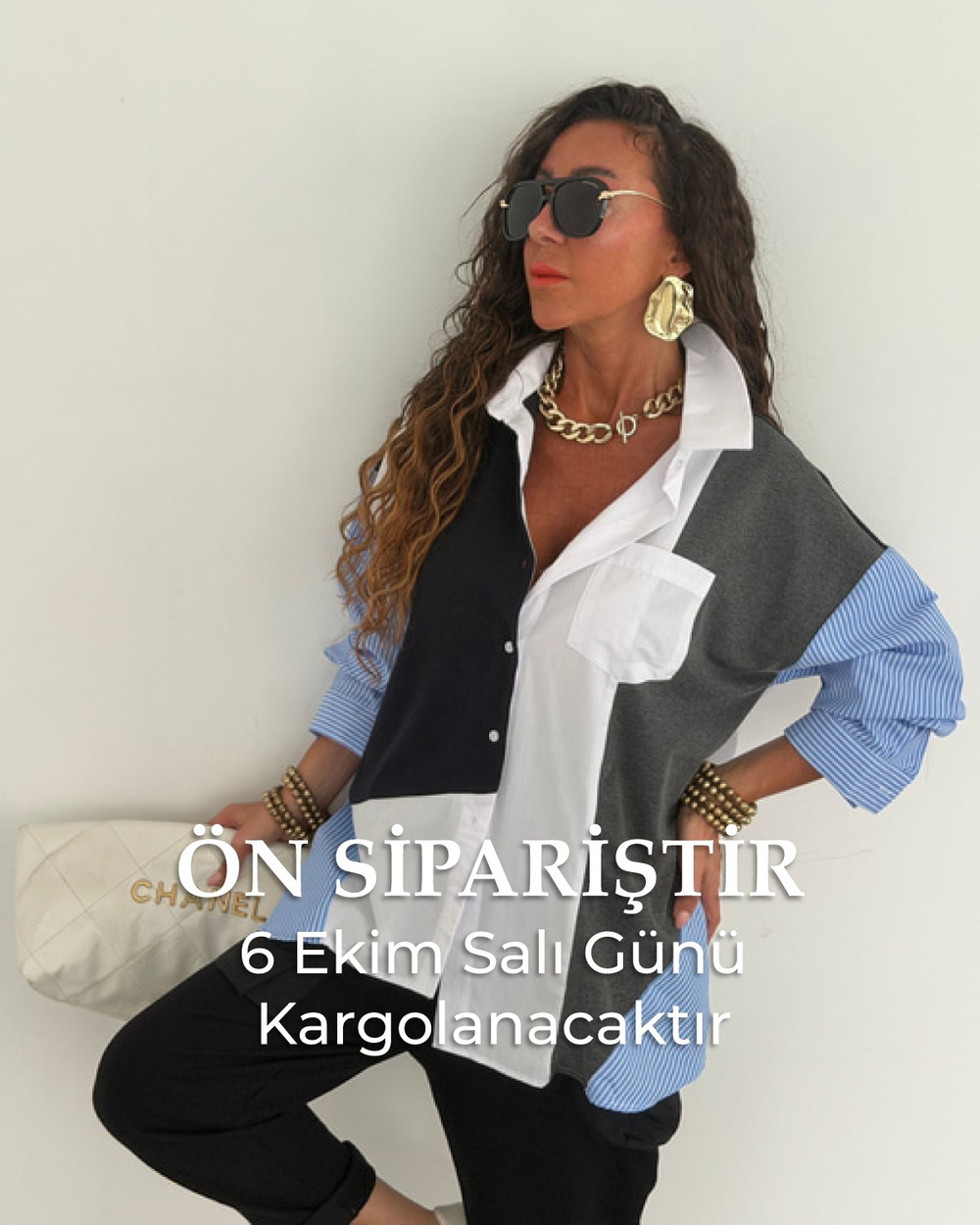 Silvia Triko Garnili Gömlek Lacivert (ÖN SİPARİŞ)