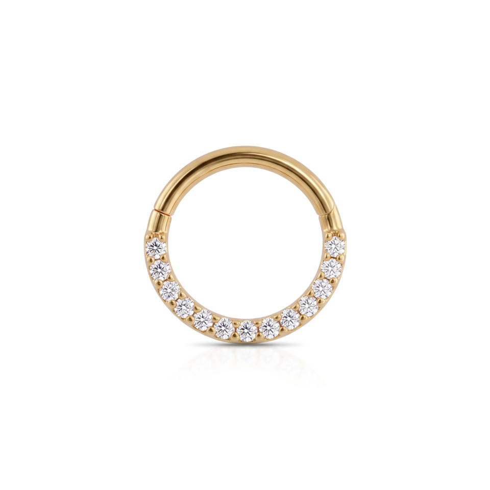 14 Ayar Altın 13 Taşlı Minimal Halka Piercing - Dianora Piercing Jewelry