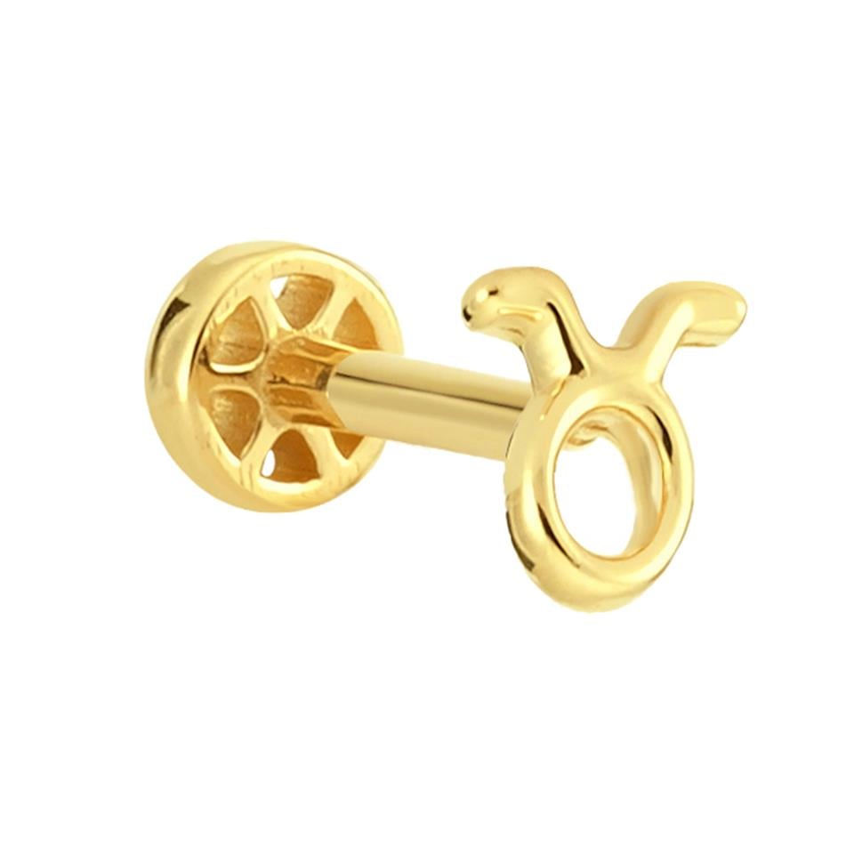 14 Ayar Altın Boğa Burcu Minimal Tragus Piercing - Dianora Piercing