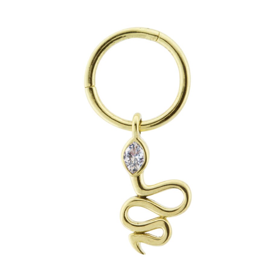 14 Ayar Altın Yılan Sallantılı Minimal Halka Piercing - Dianora Piercing