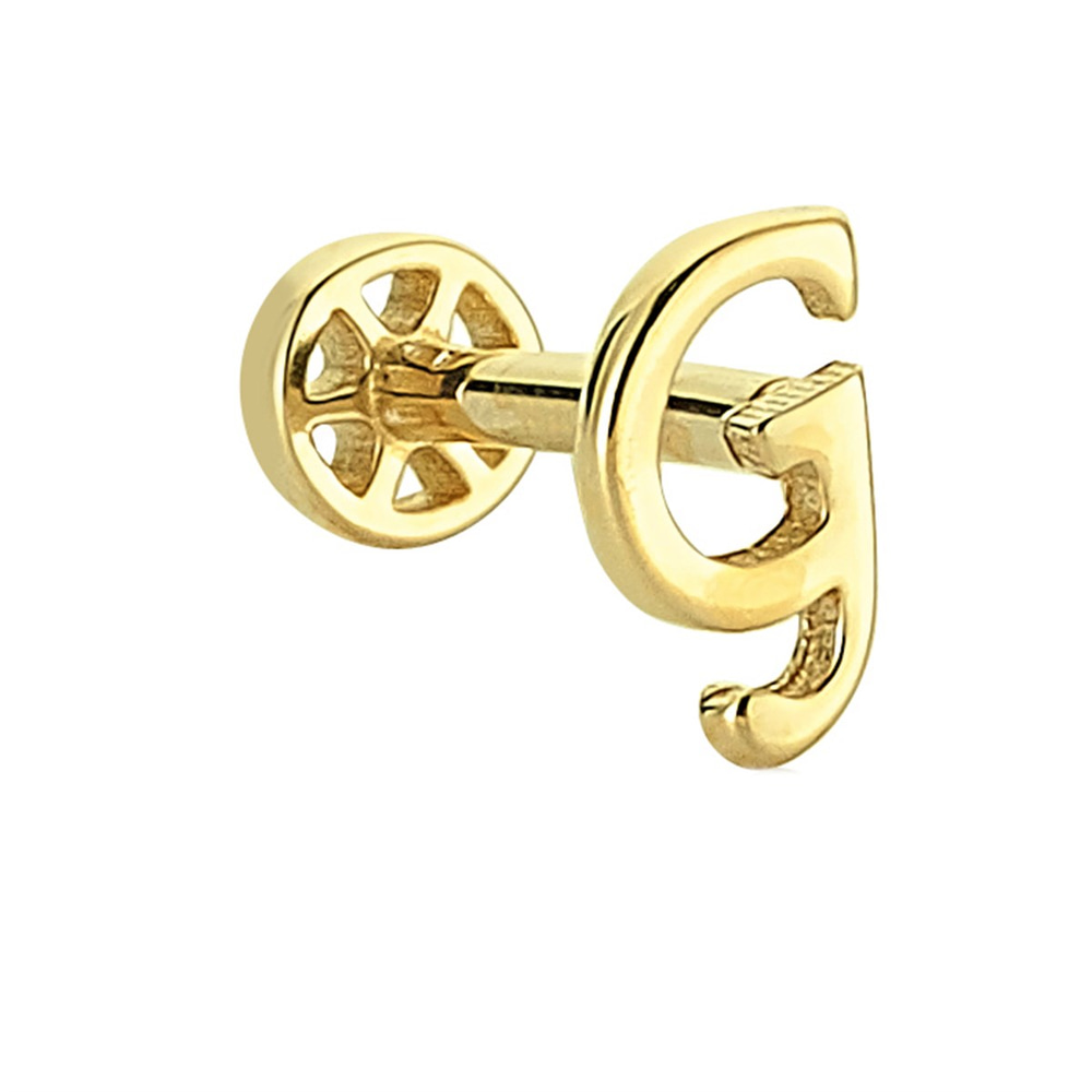14 Ayar Altın G Harfi Minimal Tragus Piercing