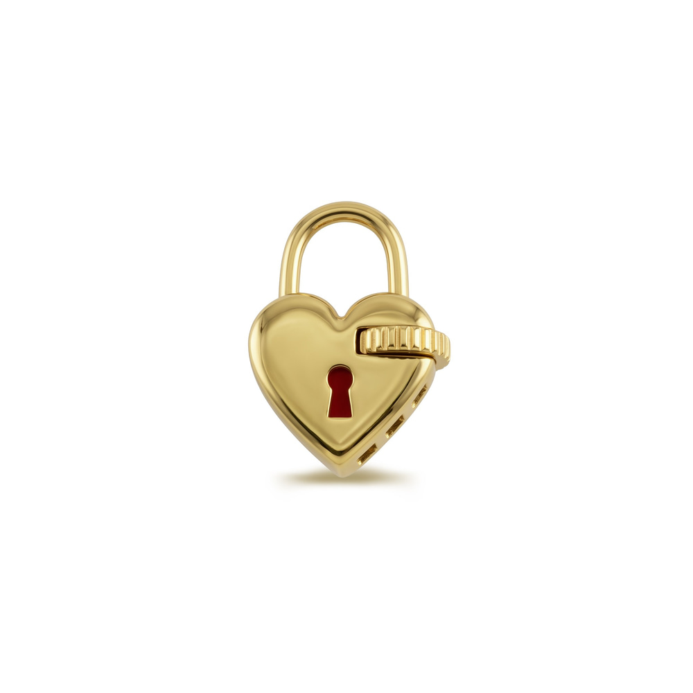 14 Ayar Altın Kalbin Kilidi Charm Kilidi Carabiner - Dianora Piercing Jewelry