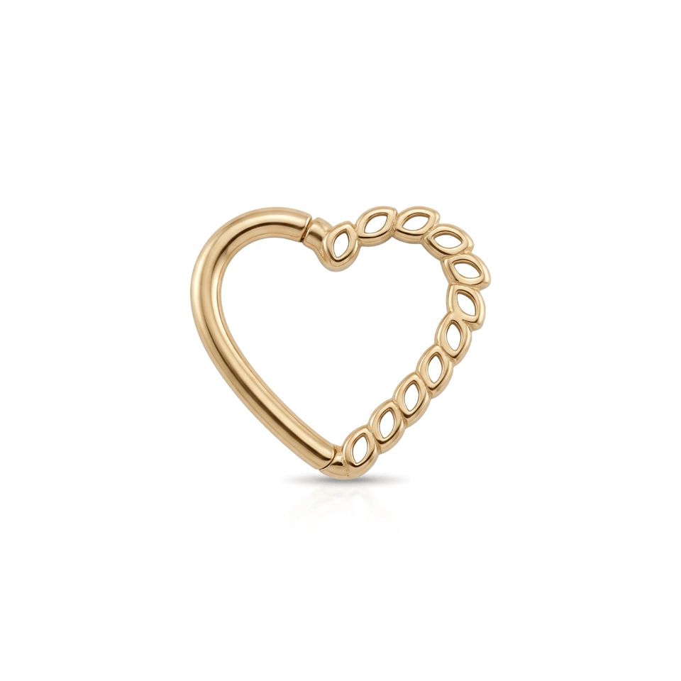 14 Ayar Altın Kalp Minimal Halka Piercing - Dianora Piercing Jewelry