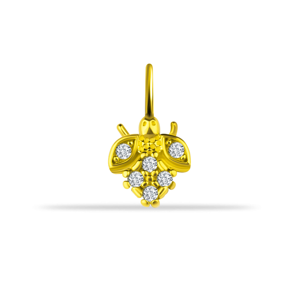 14 Ayar Altın Kar Tanesi Motifli Mineli Minimal Charm - Dianora Piercing