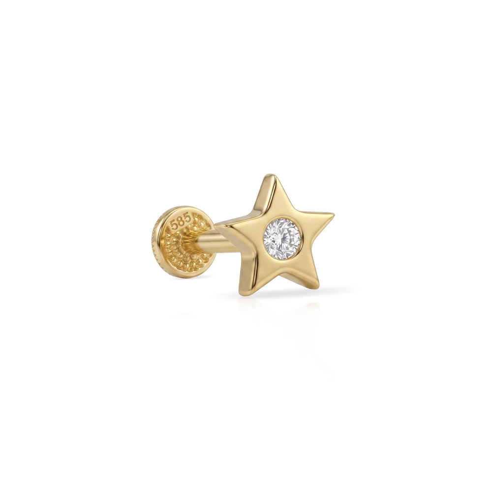 14 Ayar Altın Laboratuvar Pırlantalı Tragus Piercing - Dianora Piercing & Jewelry
