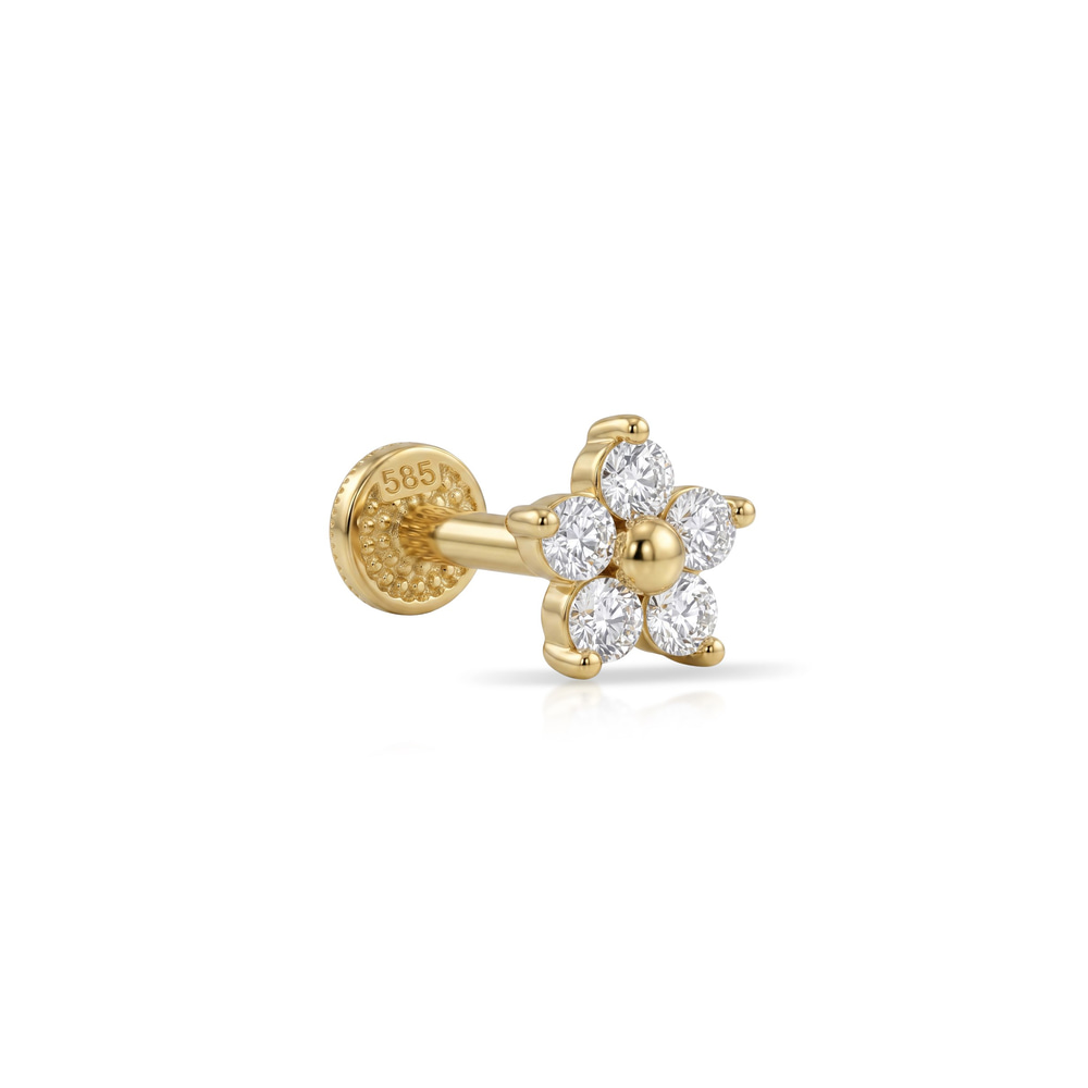 14 Ayar Altın Laboratuvar Pırlantalı Tragus Piercing - Dianora Piercing & Jewelry