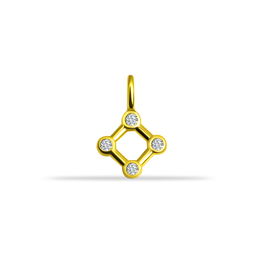 14 Ayar Altın Lacivert Mineli Nazar Boncuk Motifli Minimal Charm - Dianora Piercing