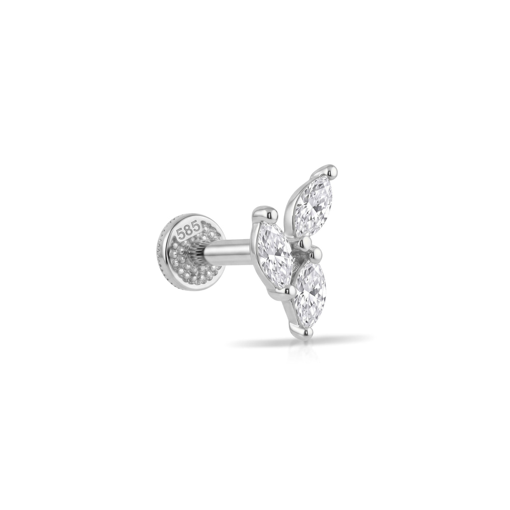 14 Ayar Altın Mekik Laboratuvar Pırlantalı Tragus Piercing - Dianora Piercing & Jewelry