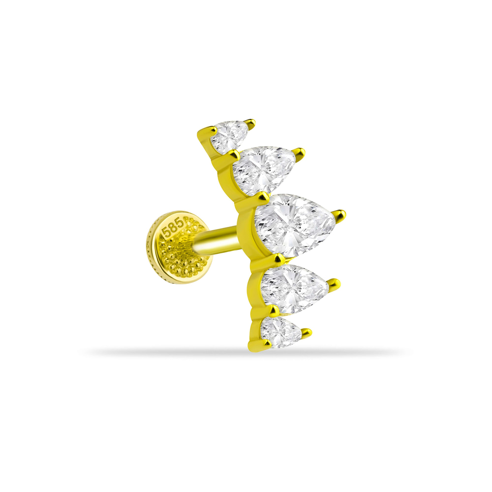 14 Ayar Altın Papillon Minimal Tragus Piercing - Dianora 