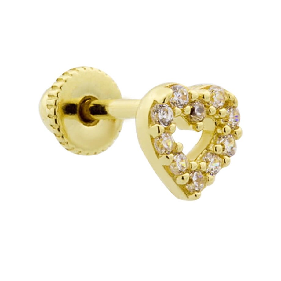 14 Ayar Altın Taşlı Çiçek Motifli Helix/Kıkırdak Piercing
