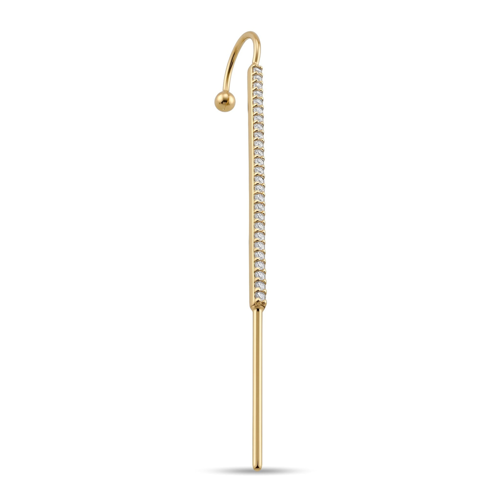 14 Ayar Altın Taşlı Hook/Baston Küpe - Dianora Piercing Jewelry