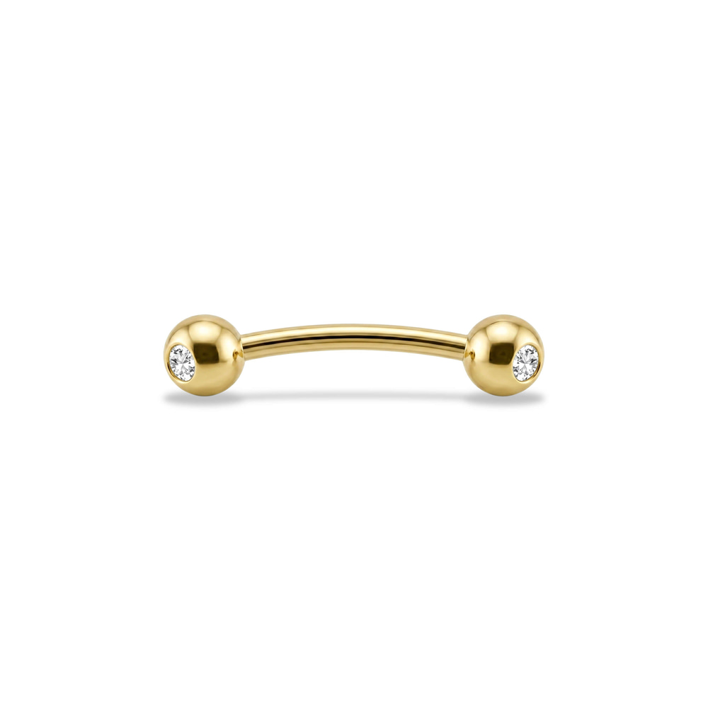 14 Ayar Altın Taşlı Kaş/Rook Piercing - Dianora Piercing
