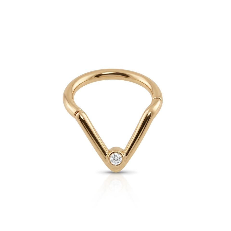 14 Ayar Altın Taşlı Minimal Halka Piercing - Dianora Piercing Jewelry