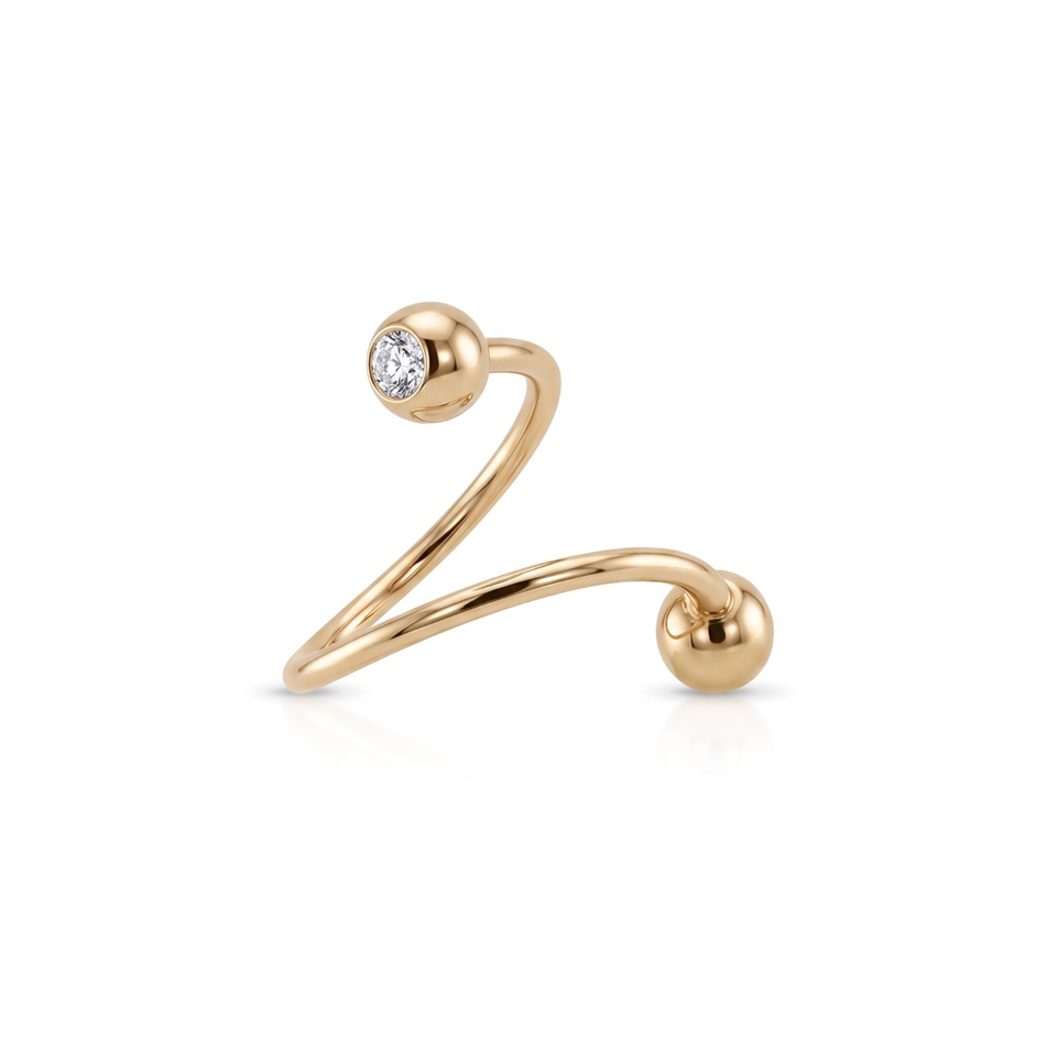 14 Ayar Altın Taşlı Minimal Halka Piercing - Dianora Piercing Jewelry