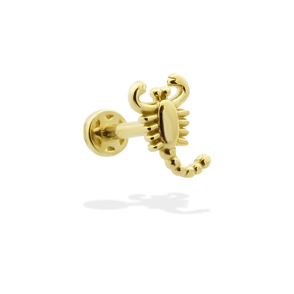 14 Ayar Altın Taşlı Yusufçuk Sallantılı Göz Motifli Minimal Tragus Piercing