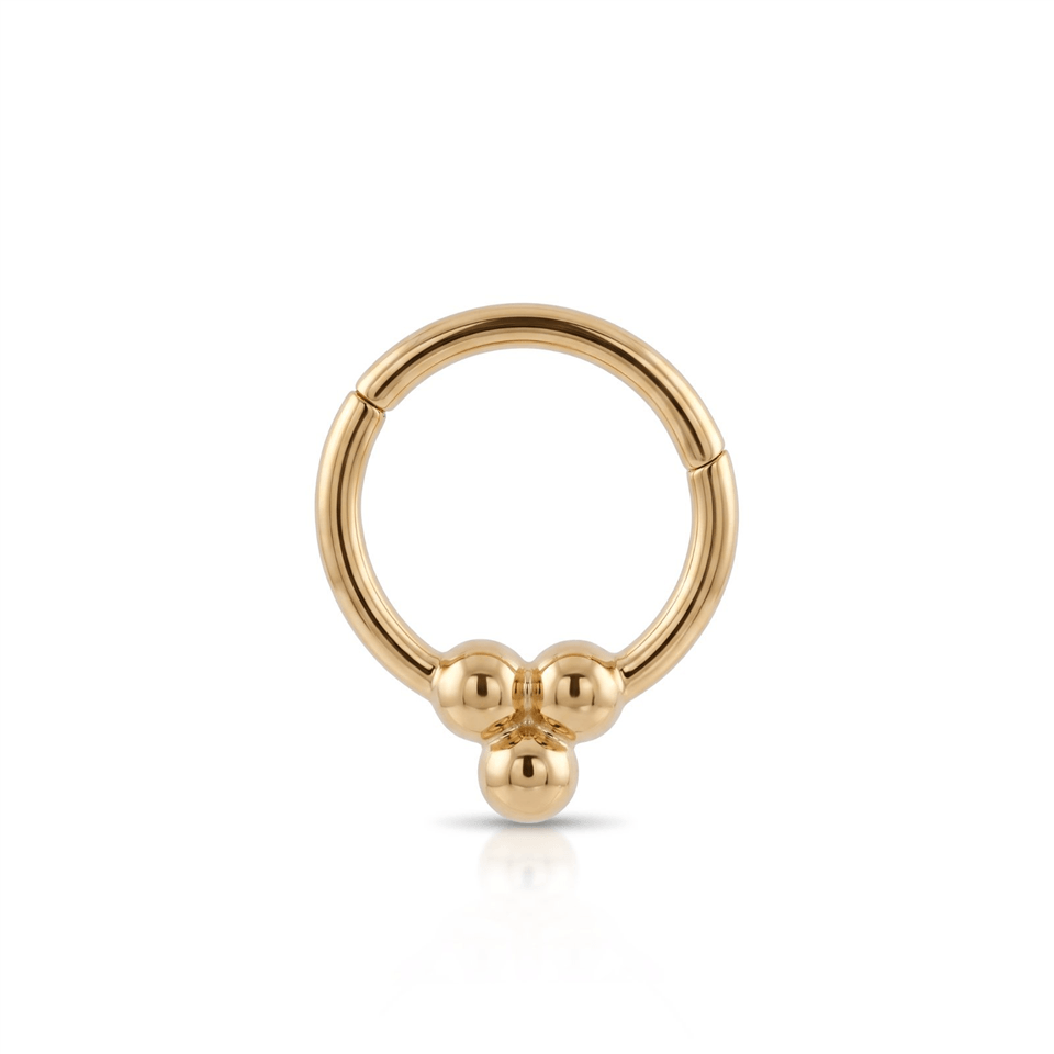 14 Ayar Altın Üçlü Top Motifli Minimal Halka Piercing - Dianora Piercing Jewelry