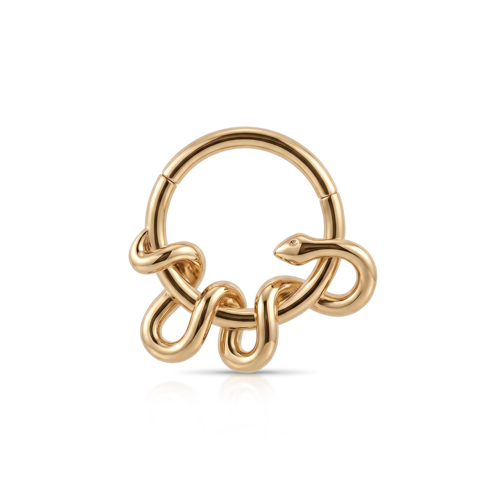 14 Ayar Altın Yılanlı Minimal Halka Piercing - Dianora Piercing Jewelry