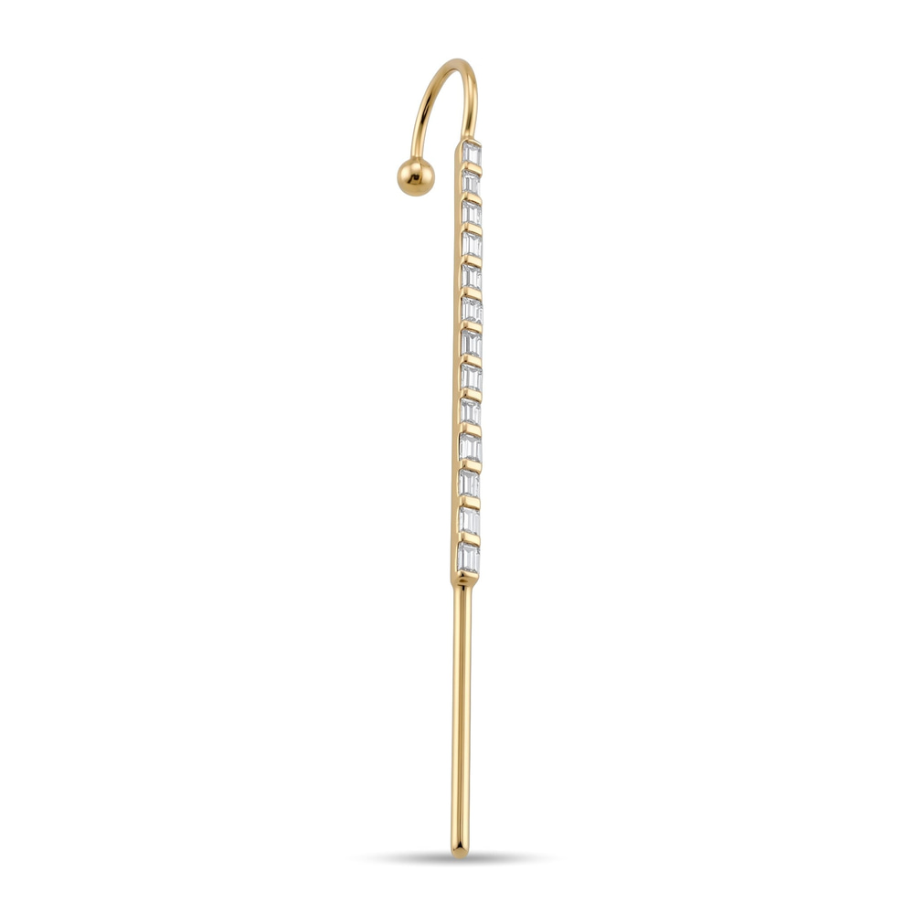 14 ayar Baget Taşlı Hook/Baston Küpe - Dianora Piercing