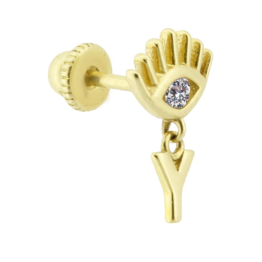 14 Ayar Altın Y Harfi Sallantılı Göz Helix/Kıkırdak Piercing