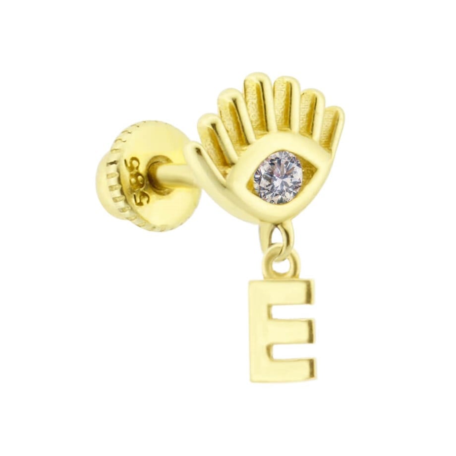 14 Ayar Altın E Harfi Sallantılı Göz Helix/Kıkırdak Piercing