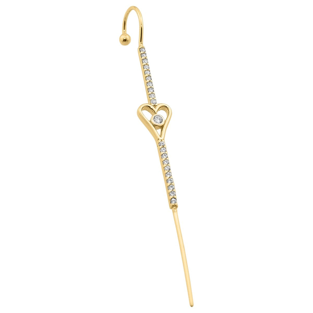Taşlı Kalpli Hook/Baston Küpe