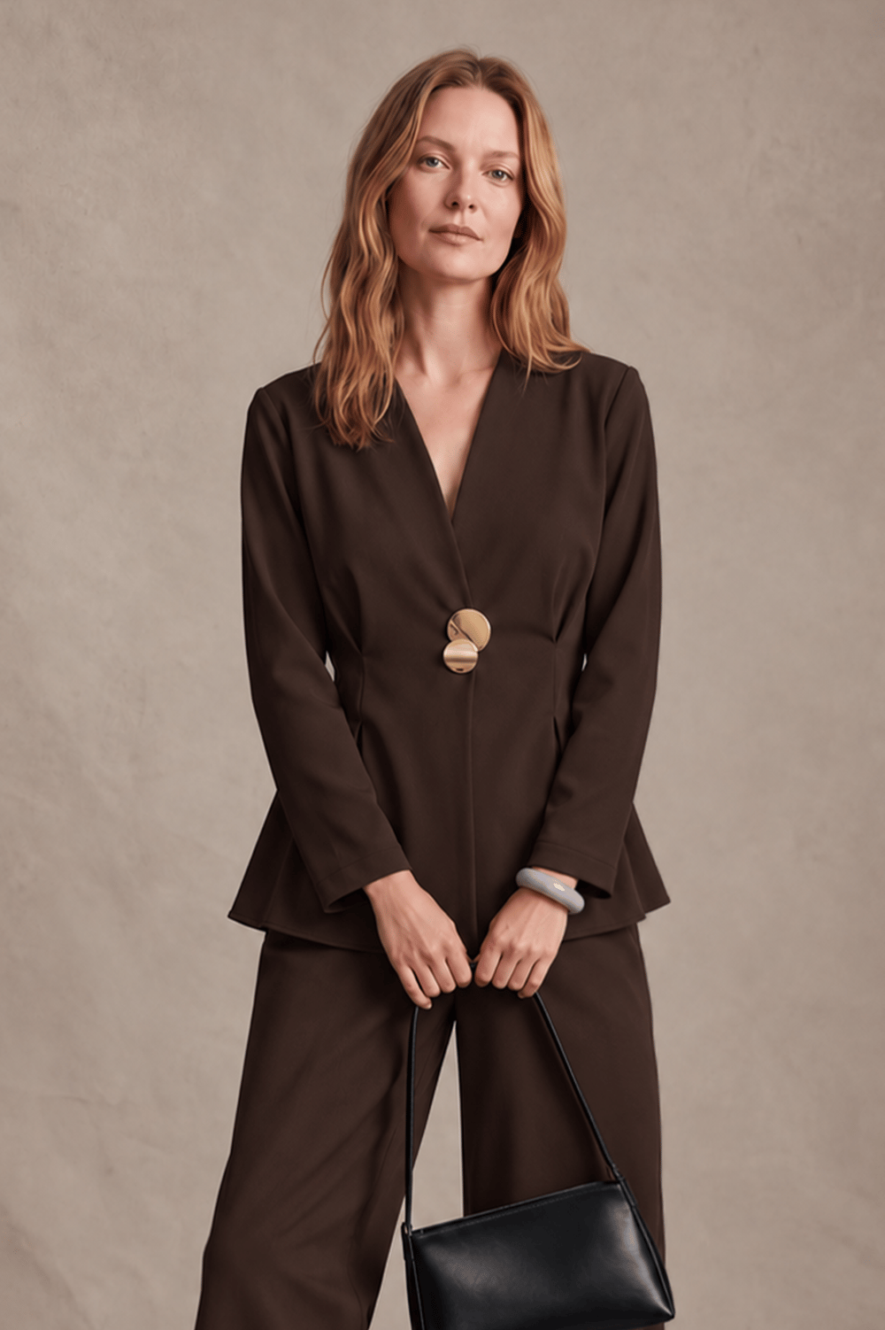 KREP GEORGETTE PENSLİ PEPLUM CEKET