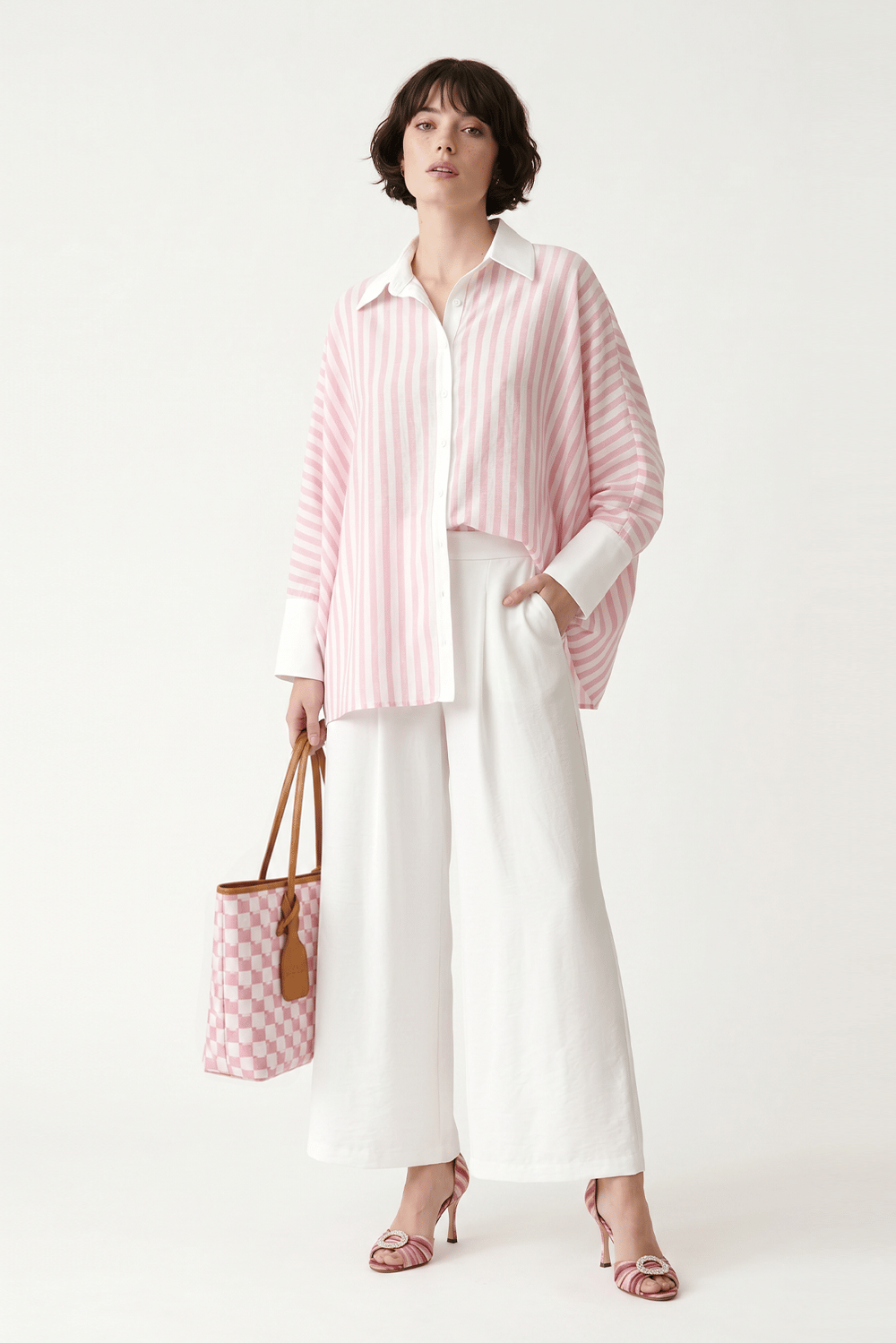 ÇİZGİLİ COTTON VUAL POPLİN GARNİLİ YARASA BLUZ