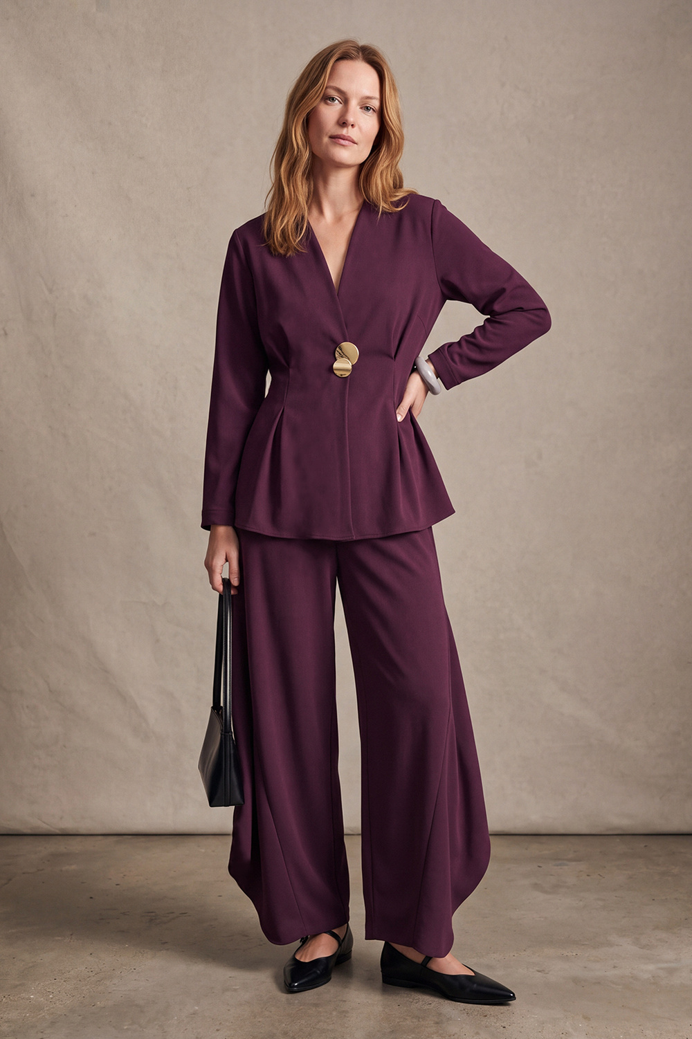 KREP GEORGETTE PENSLİ PEPLUM CEKET