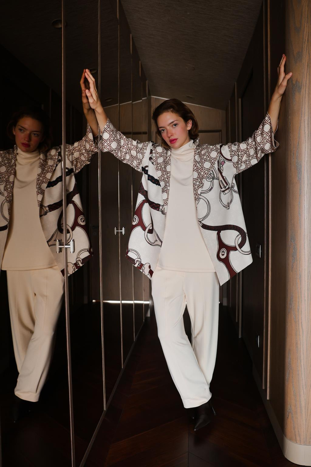 SCUBA EL ÇİZİMİ RAIN DESENLİ KISA YAKALI CEKET