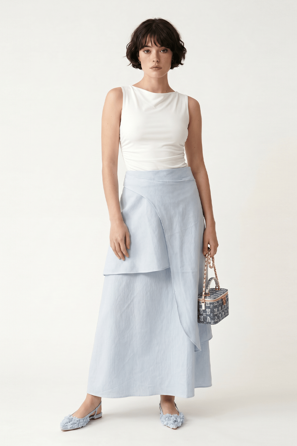 ÇİZGİLİ COTTON LYCRA İKİ KATLI ANVELOP ETEK