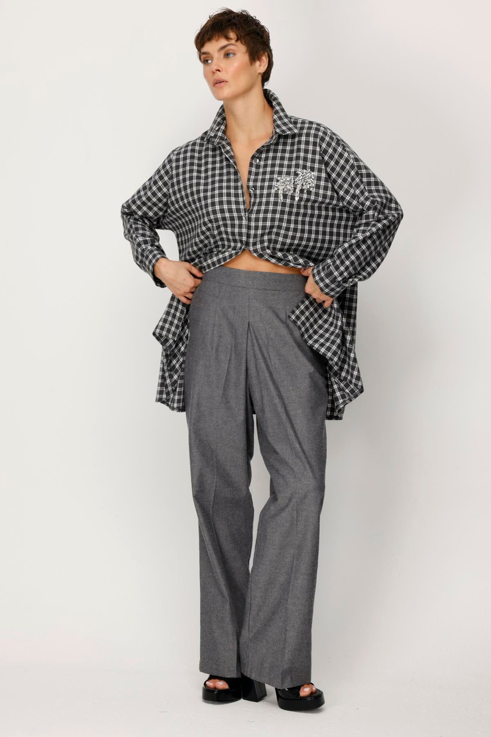 COTTON MELANJ FERMUARLI PİLELİ PANTALON