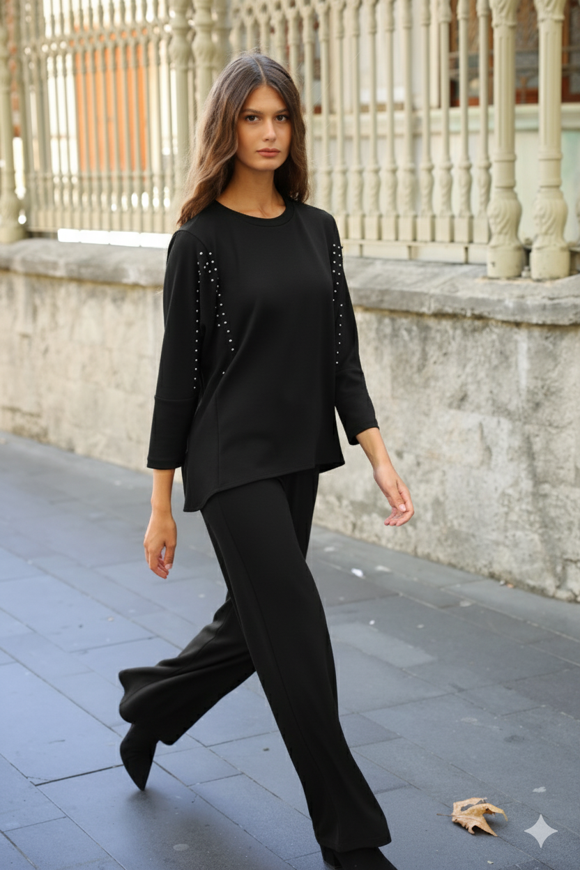 MODAL KEMERLİ BOL PAÇA PANTOLON1