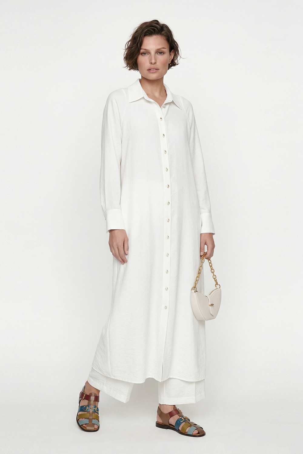 VISCON COTTON ARKASI PİLELİ KEMERLİ UZUN KAP