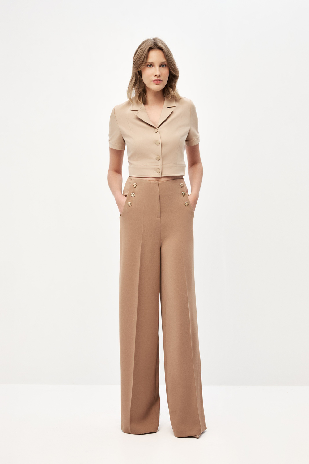Camel Crop Ceket