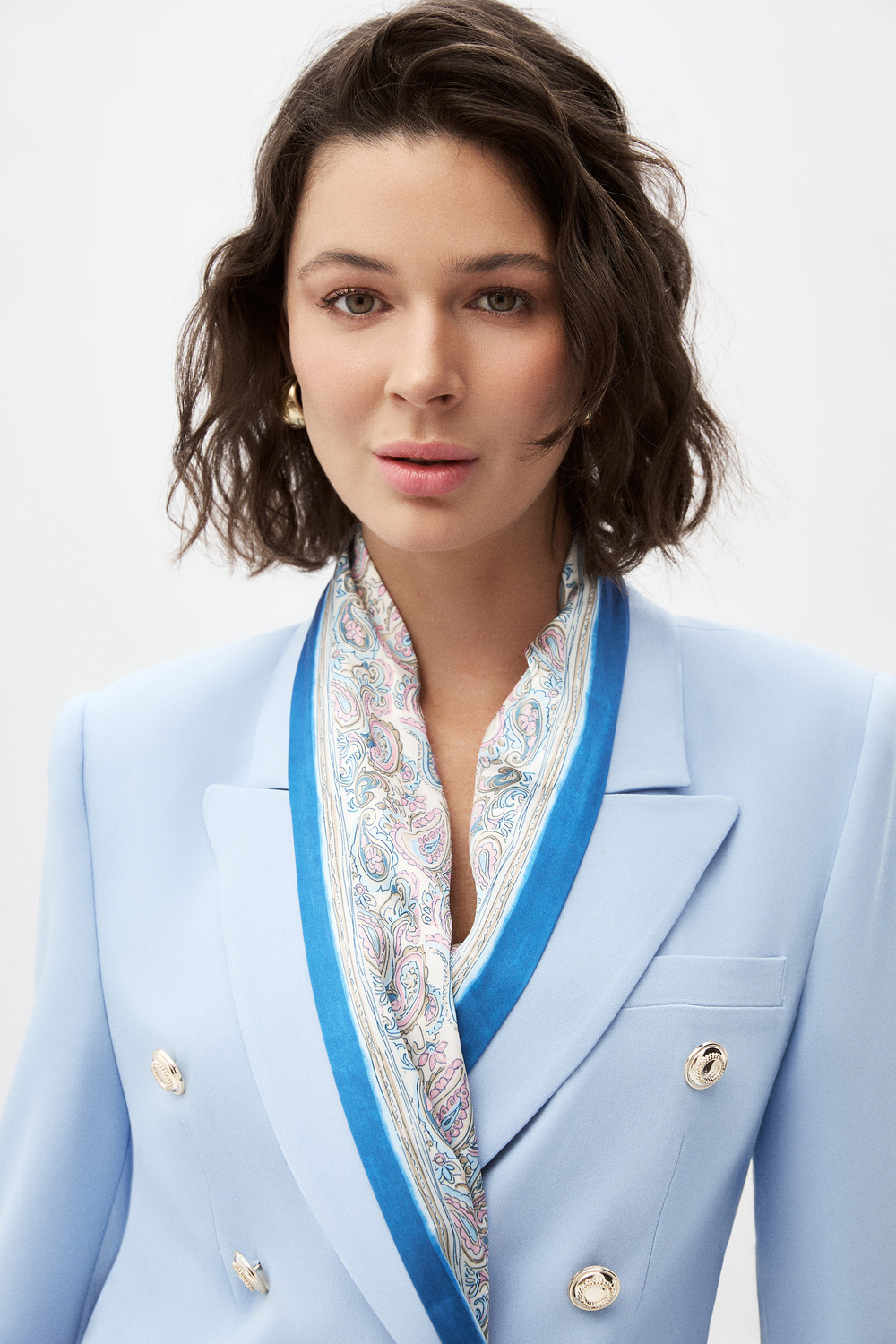 Mavi Fularlı Blazer Ceket