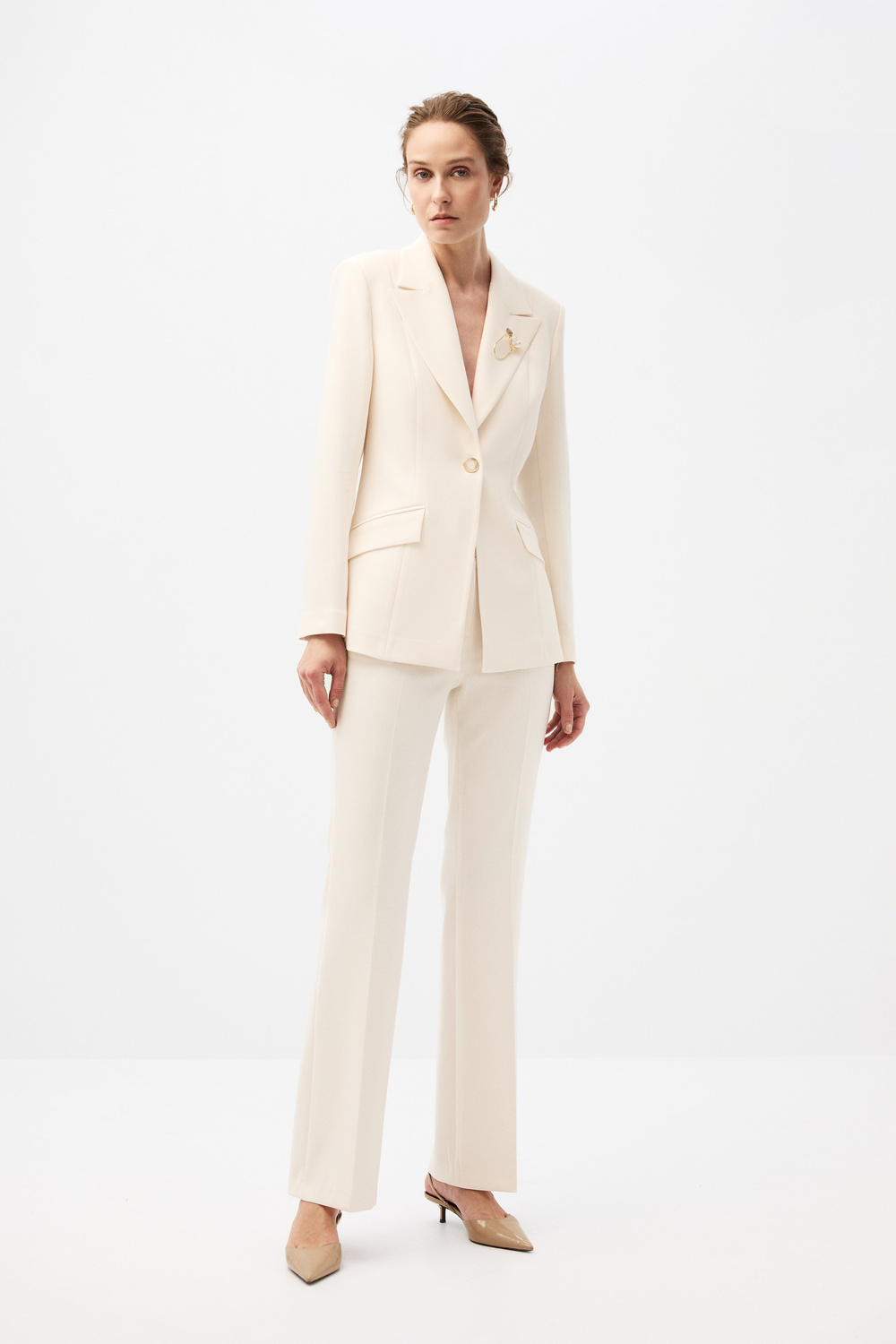 Ekru Blazer Ceket Takım