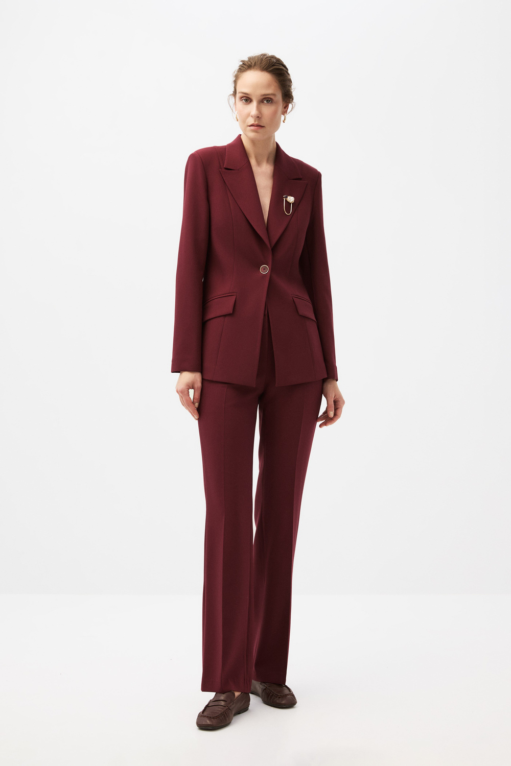 Bordo Blazer Ceket Takım