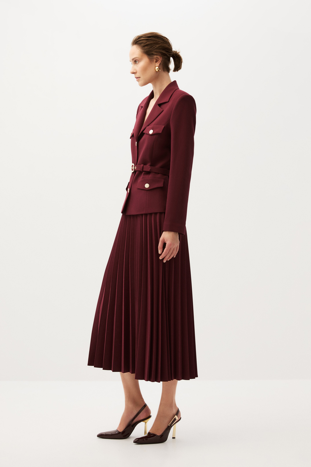 Bordo Etekli Blazer Takım