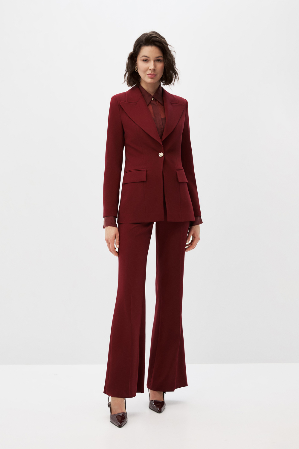 Bordo Blazer Ceket Takım